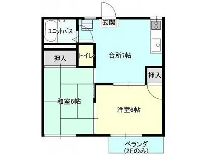 ドミール小畠(2DK/2階)の間取り写真
