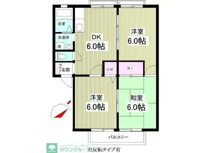 ジュネス松戸(3DK/2階)の間取り写真