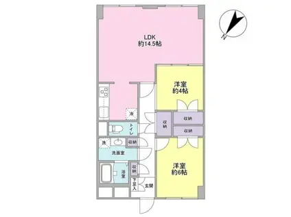 ラ・コスタ壱番館(2LDK/4階)の間取り写真