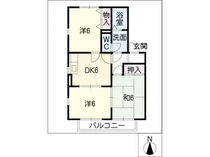 グラン・シャリオB(3DK/2階)の間取り写真