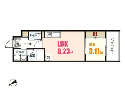 YELLSTAGE長束ウエスト(1LDK/4階)の間取り写真