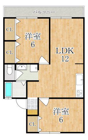 ソルフェージュCITYI(2LDK/2階)の間取り写真