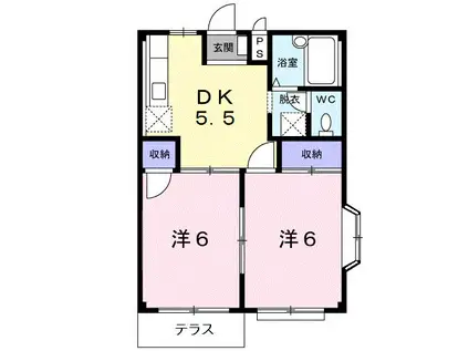 シャンブル21 C(2DK/1階)の間取り写真