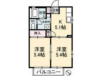 フレグランス高須(2K/2階)の間取り写真