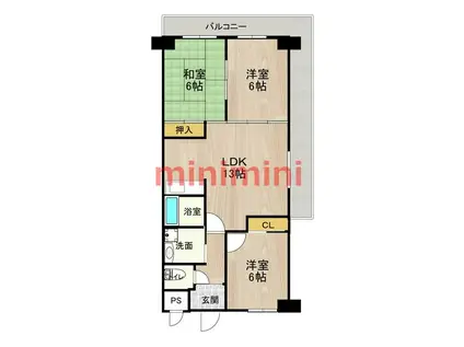 エクセレント千里丘(3LDK/5階)の間取り写真