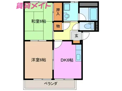 シティハイツアリエス(2DK/2階)の間取り写真