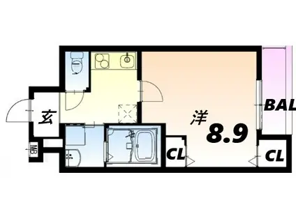フジパレス尼崎武庫之荘II番館(1K/2階)の間取り写真