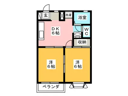 グリーンパークB(2DK/1階)の間取り写真