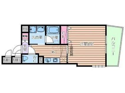 CITY SPIRE美章園(1K/4階)の間取り写真