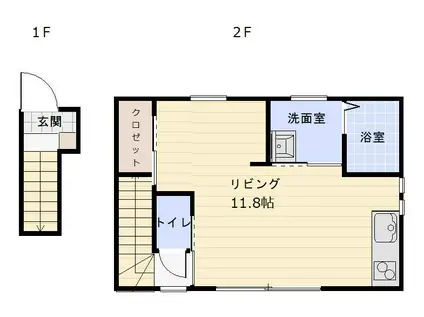 EN CACHETTEA棟(ワンルーム/2階)の間取り写真