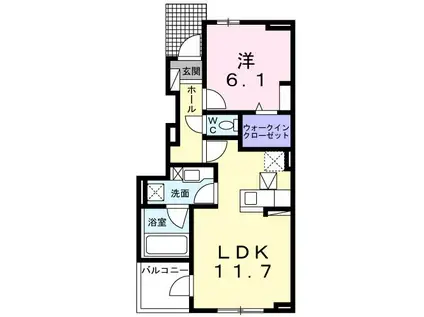 ヴィラ・ジュラクB(1LDK/1階)の間取り写真