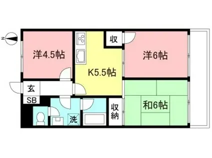 ハイツ緑ヶ丘(3K/2階)の間取り写真