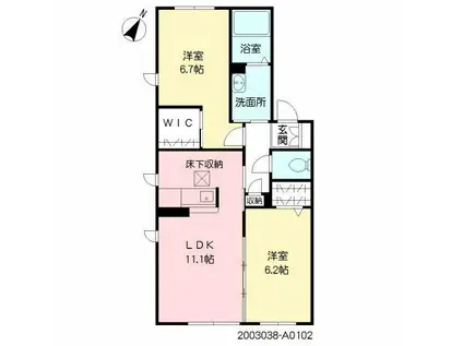 シャーメゾンKEN(2LDK/1階)の間取り写真