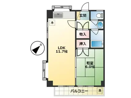 栄コーポ(1LDK/4階)の間取り写真