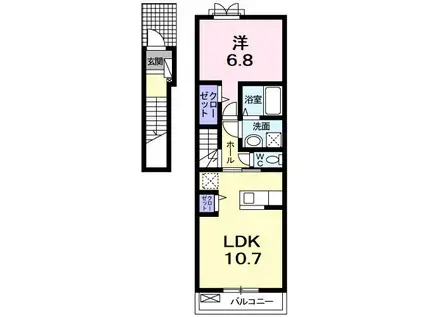 アクア下田(1LDK/2階)の間取り写真