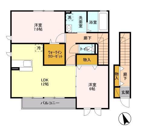 カーサビスタB(2LDK/2階)の間取り写真