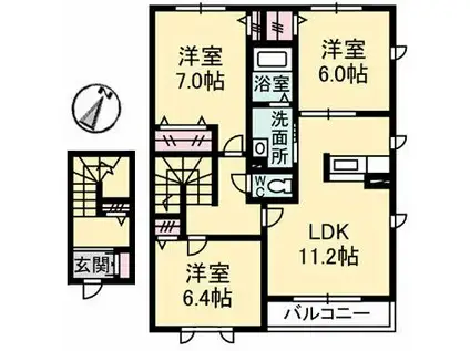プリーマハイム(3LDK/2階)の間取り写真