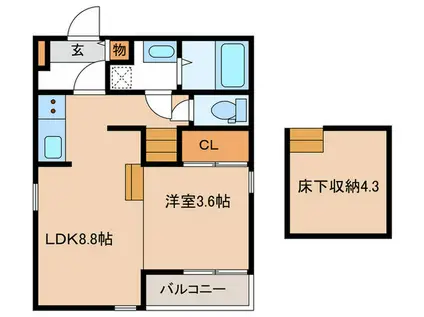 HYGGE(1LDK/1階)の間取り写真