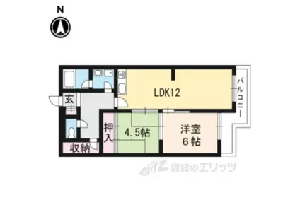 ビューハイツ京都山科(2LDK/1階)の間取り写真