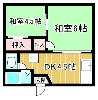 コーポ大平(2DK/2階)の間取り写真