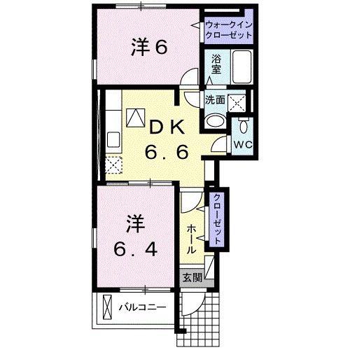 ラウレアII(2DK/1階)の間取り写真