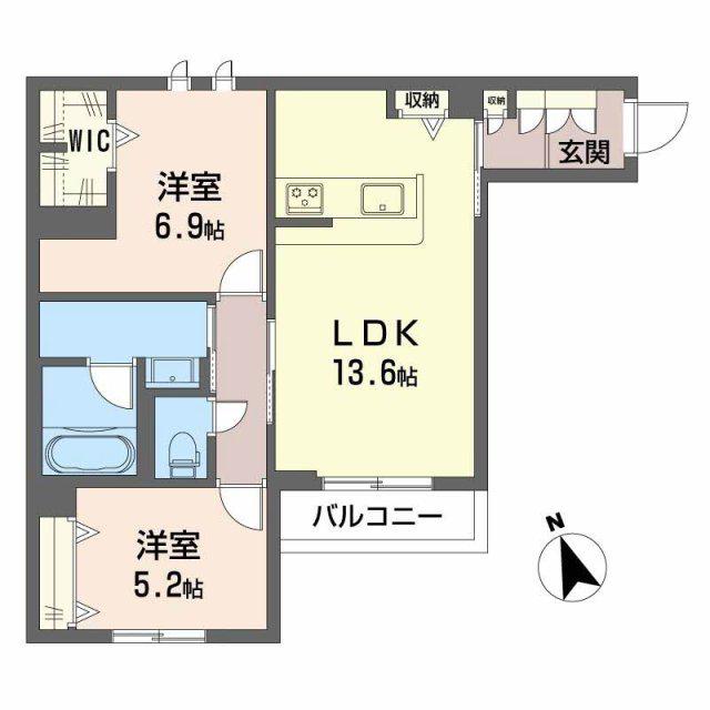 シャーメゾン 木の実(2LDK/2階)の間取り写真