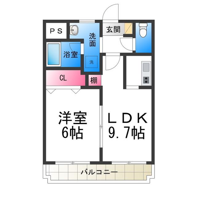 トゥールビヨン(1LDK/1階)の間取り写真