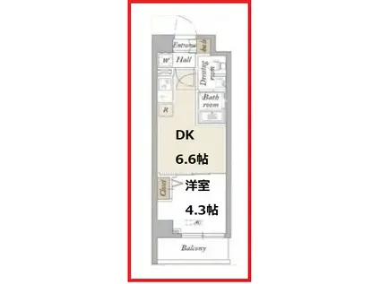 ケーディーエックスレジデンス梅島(1DK/6階)の間取り写真