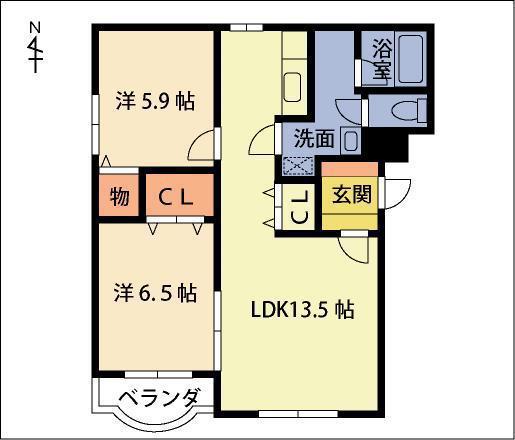 ベルメゾンTSUTAYA(2LDK/1階)の間取り写真