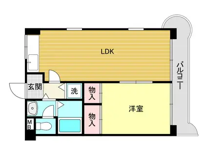 LAPIS ラピス(1LDK/1階)の間取り写真