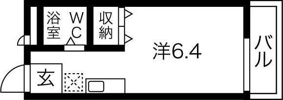 グリシーヌ壱番館(ワンルーム/2階)の間取り写真