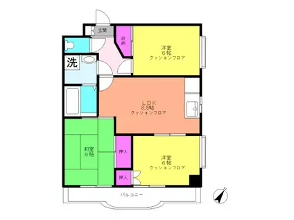 リヴェール荏田(3DK/4階)の間取り写真