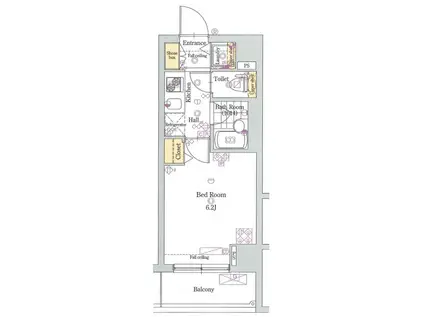 グラントゥルース西日暮里(1K/1階)の間取り写真