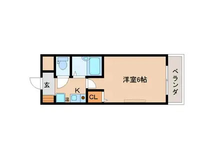 クレール花芝(1K/2階)の間取り写真