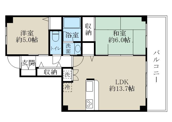 ダイアパレス近江(2LDK/2階)の間取り写真