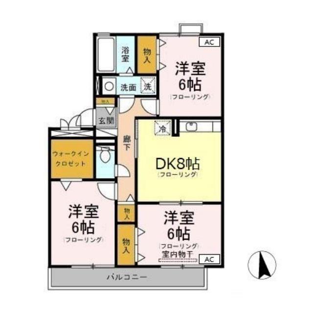 グランドゥール笹塚(3LDK/3階)の間取り写真