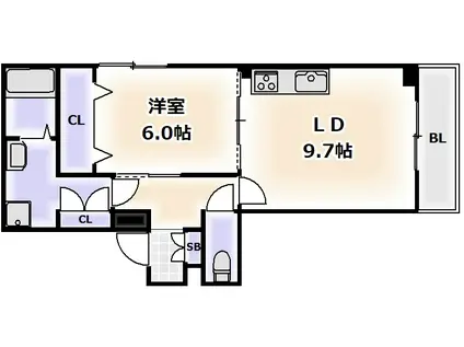 サンライトあべのVI(1LDK/1階)の間取り写真