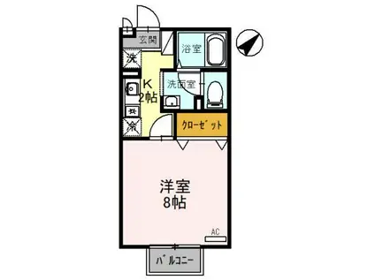 ピュール・SI(1K/2階)の間取り写真