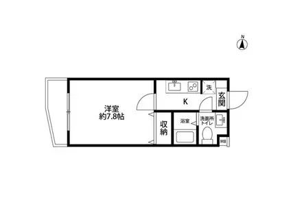 ピアコートTM東久留米 弐番館(1K/2階)の間取り写真