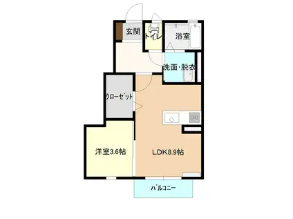 ドライデンコートF棟(1LDK/1階)の間取り写真