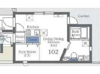 大森西テラス(ワンルーム/1階)の間取り写真