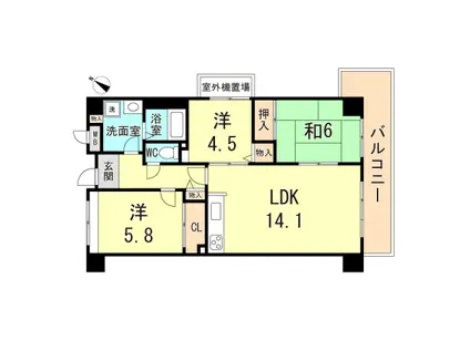 ザ・ライフ本多聞(3LDK/2階)の間取り写真