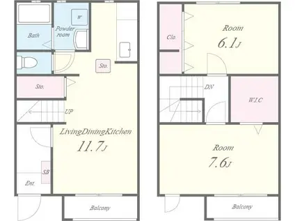 ヴィラージュ刀根山III(2LDK/1階)の間取り写真