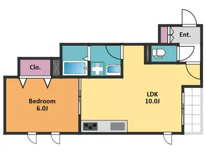 GARDEN COURT(1LDK/1階)の間取り写真