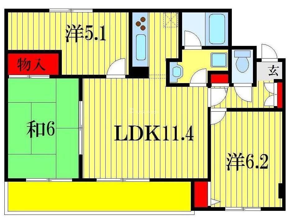 幕張イースト(2SLDK/3階)の間取り写真