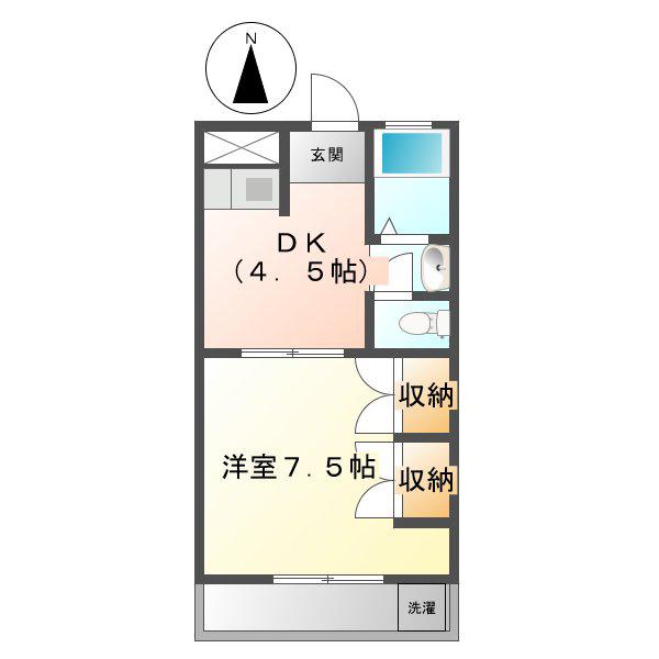 町屋ライフB(1DK/2階)の間取り写真