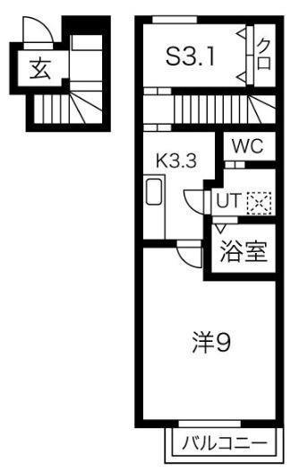 JR東北本線 花巻駅 徒歩33分 2階建 築4年(1SK/2階)の間取り写真