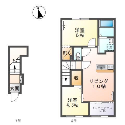 エス・ハウス(2LDK/2階)の間取り写真