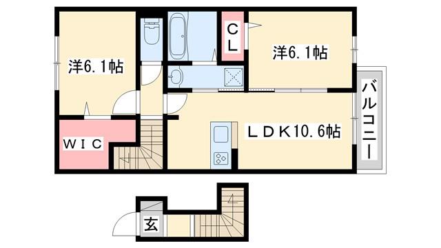 D-ROOM社(2LDK/2階)の間取り写真