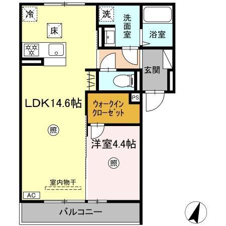 MERCI HAYA(1LDK/1階)の間取り写真